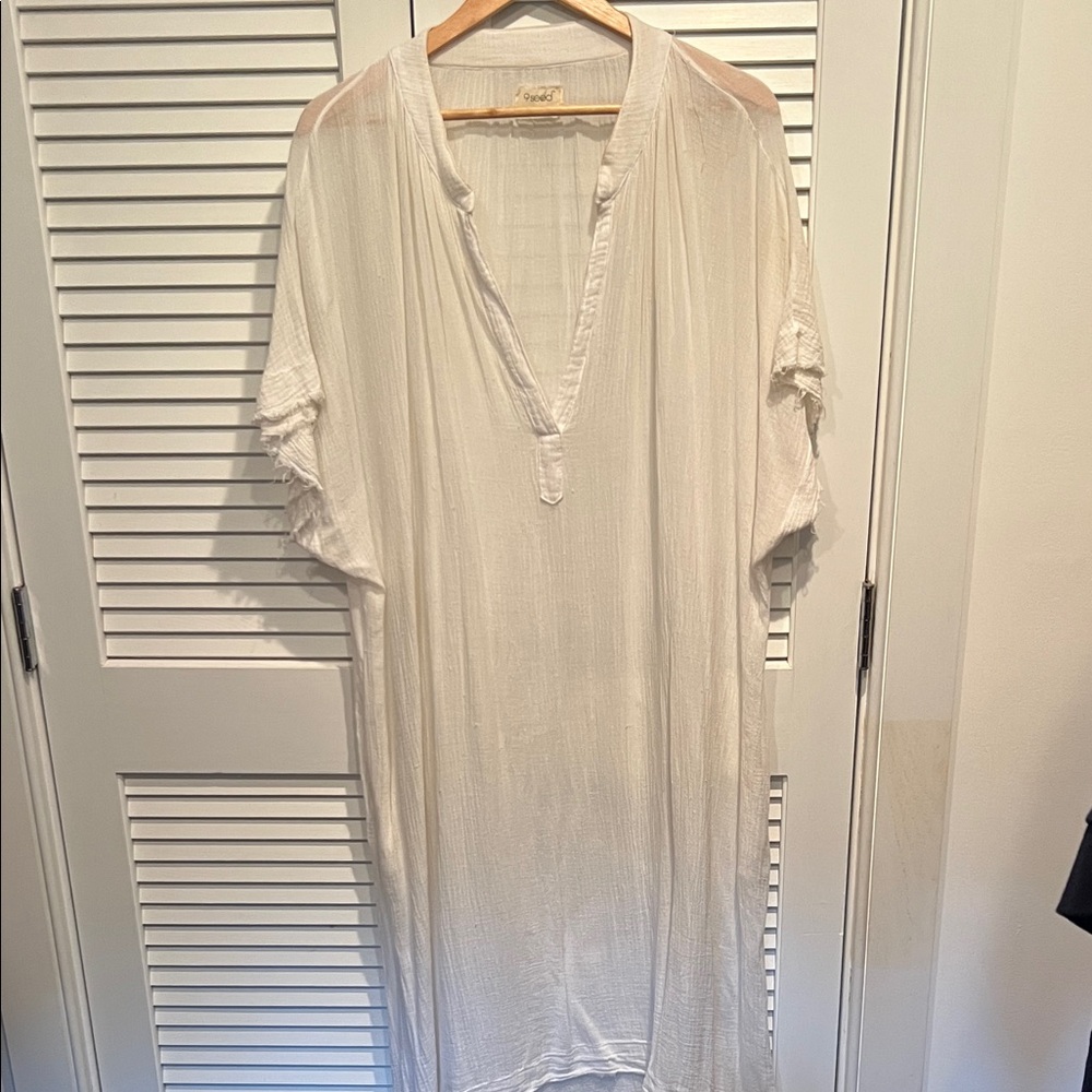 9 seed Lightweight White Gauze Tunic Dress